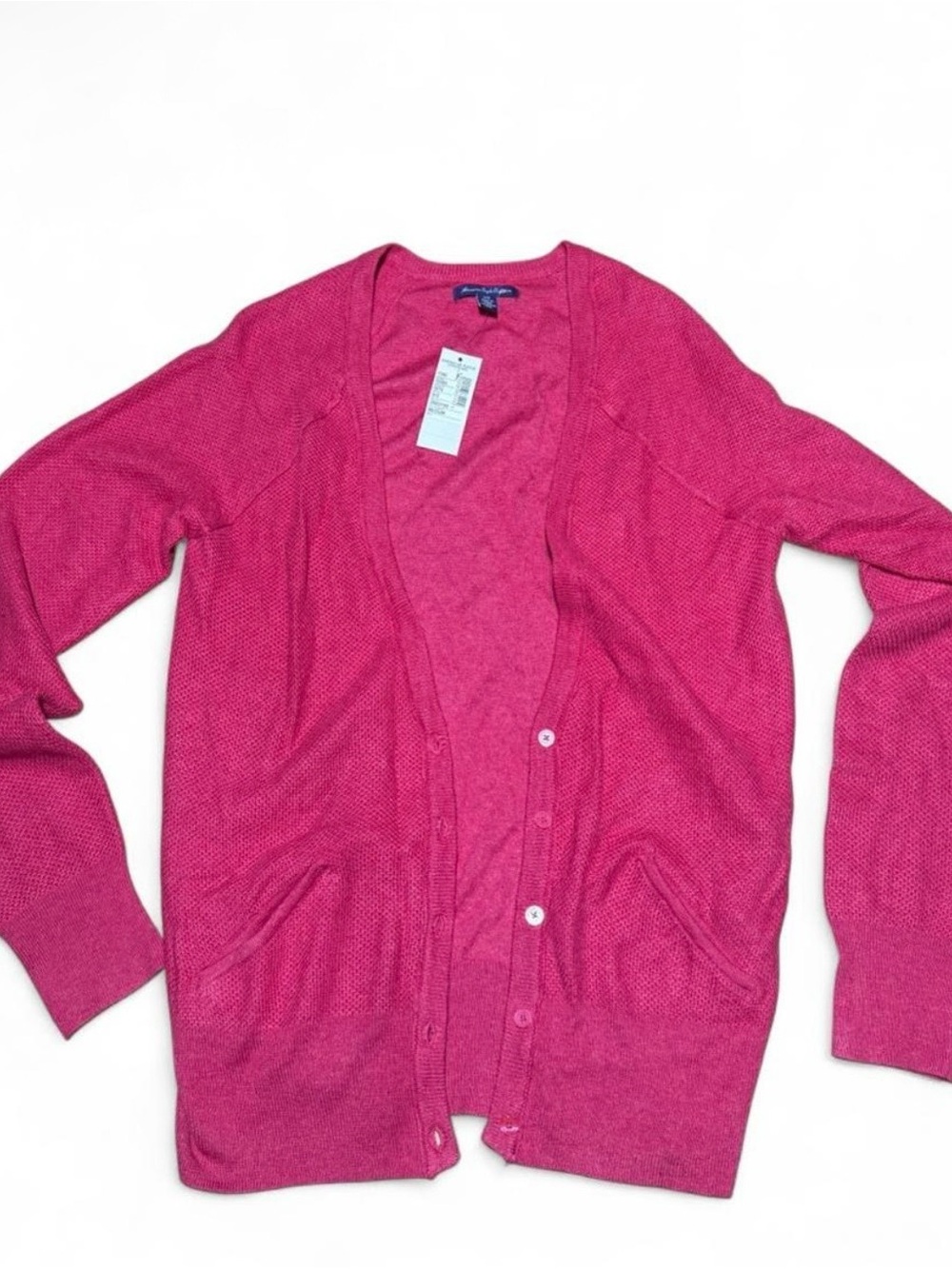 American Eagle Outfitters Hot Pink Button-Front Cardigan